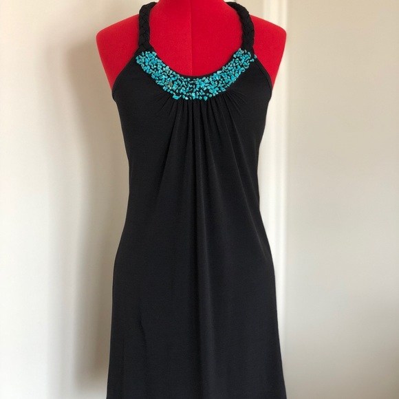 BCX Dresses & Skirts - BCX Turquoise Beaded Halter Party Dress